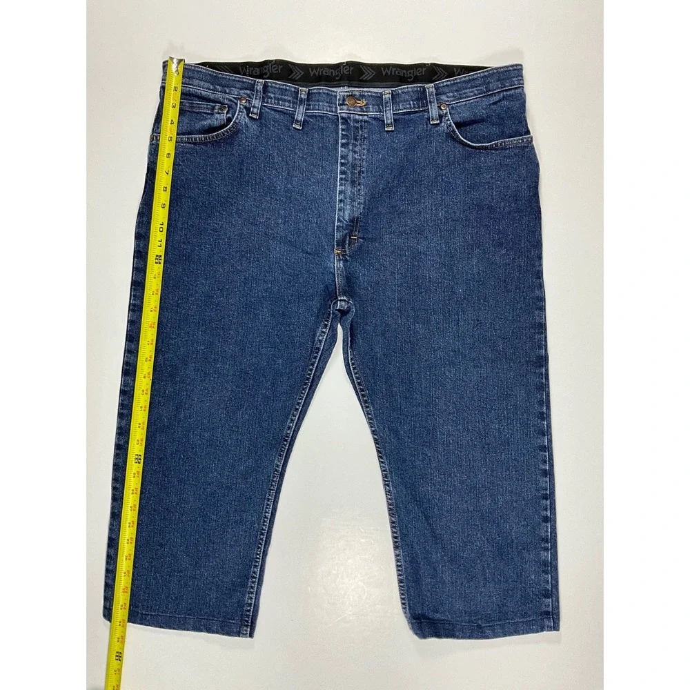 Wrangler Mens Blue Denim Straight Leg Jeans Premium Quality Comfort 44x29